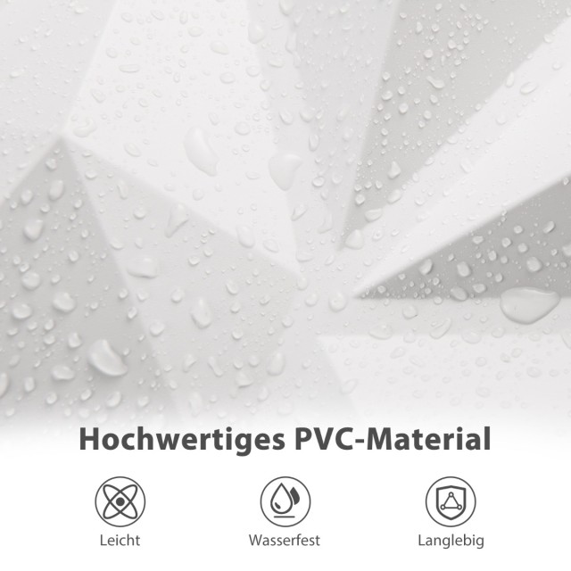Costway  Σετ 50 τμχ Διακοσμητικά Πάνελ PVC Diamond 30x30 εκ. Λευκό ...