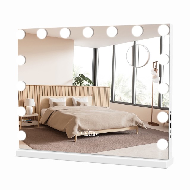 Costway Καθρέφτης Μακιγιάζ Hollywood με Φωτισμό, USB & Bluetooth, 5...