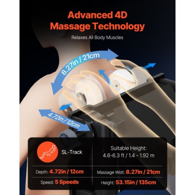 VEVOR Καρέκλα Μασάζ 4D με SL-Track & Yoga Stretch AMYLCDPFSAJAH6RAK001V2