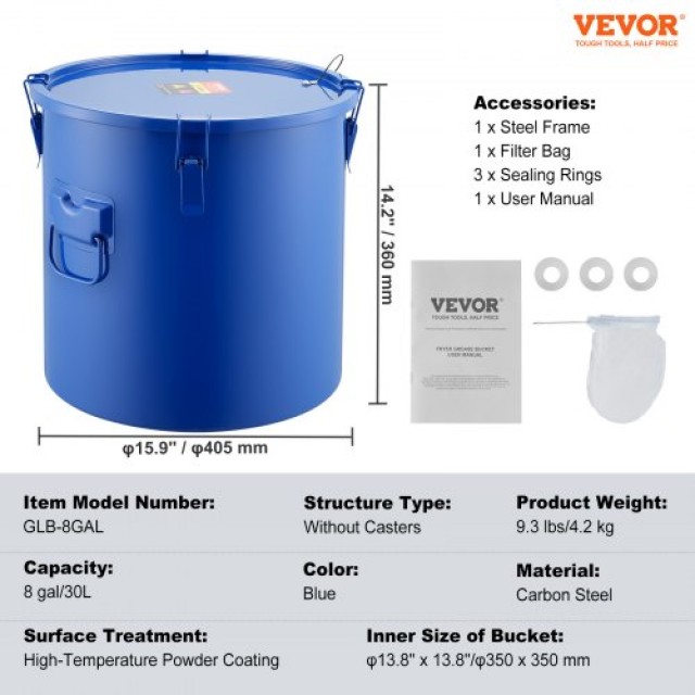 Κάδος Λαδιού VEVOR 8 Gal με Φίλτρο και Καπάκι - Μπλε  WHLYZTTG8JLPU...