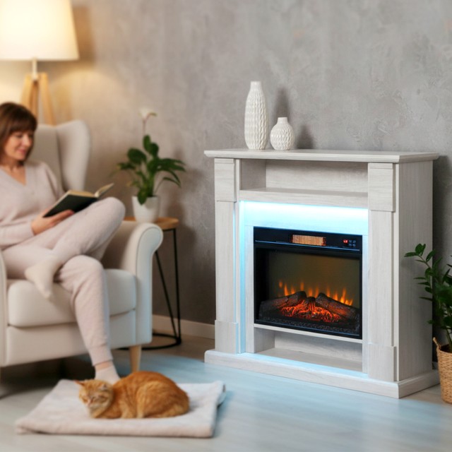 HOMCOM Καμινέτο Ηλεκτρικό 1800W Ρυθμιζόμενο με 3D Φλόγα, Ράφι, Χρον... HOMCOM Καμινέτο Ηλεκτρικό 1800W Ρυθμιζόμενο με 3D Φλόγα, Ράφι, Χρον...