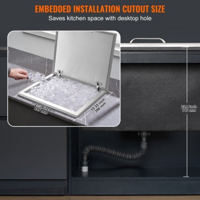 VEVOR Ανοξείδωτο Εντοιχιζόμενο Ψυγείο 28x16x17 με Κάλυμμα QRSCBCFG2...
