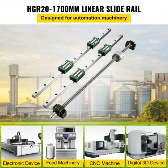 VEVOR Οδηγός Γραμμικής Κίνησης HGR20 1700mm με RM1605 1700mm και Κιτ BF12/BK12 για CNC Router/Τόρνους/Φρέζες ZXDGTZHGR20-17001V0