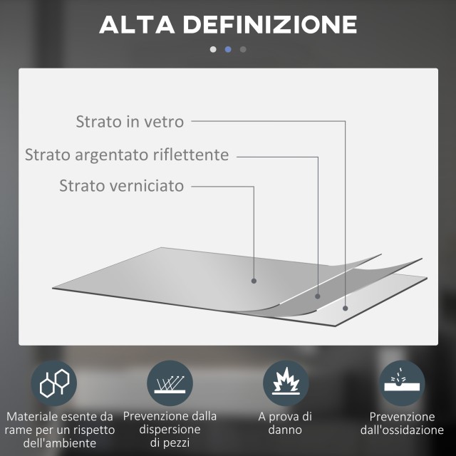 Kleankin Καθρέφτης Μπάνιου με Ρυθμιζόμενα Φώτα LED, Αφής Διακόπτες και Σχεδιασμό Κατά της Ομίχλης, Ø70 εκ. 834-601V01CR