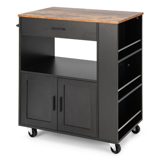 Costway Κουζινοκαρότσι με 3 Ράφια Μπαχαρικών 82 x 46 x 92 cm Μαύρο KC55391BK