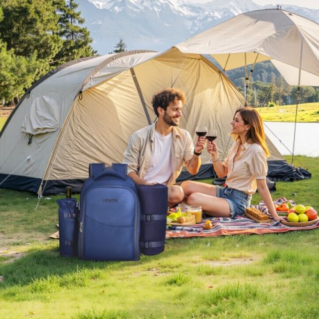 VEVOR Τσάντα Πικνίκ Παραλίας για 2 Άτομα με Θερμομονωτικό Χώρο Μπλε...