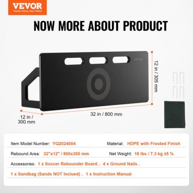 VEVOR Φορητός Τοίχος Ποδοσφαίρου με Διπλή Γωνία Ανάκρουσης ZQHDBHDP...