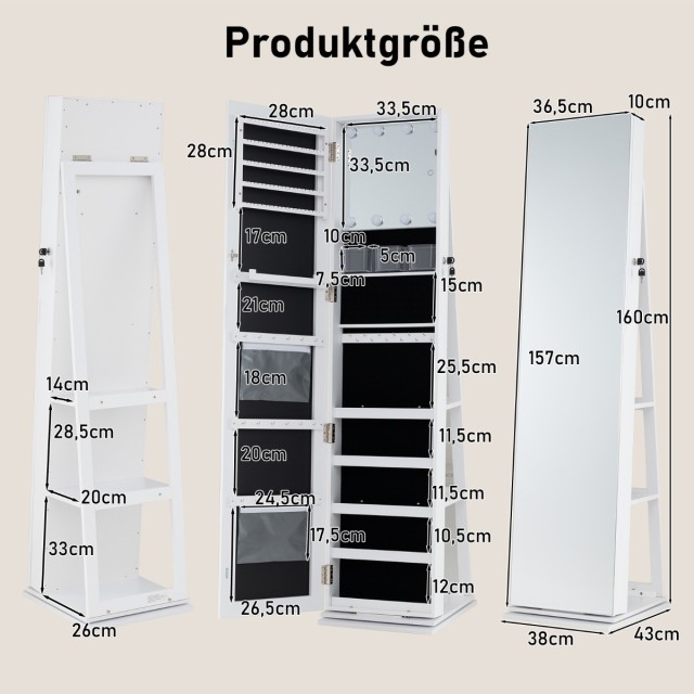 Costway Περιστρεφόμενη Ντουλάπα Κοσμημάτων με Ολόσωμο Καθρέφτη & Δι... Costway Περιστρεφόμενη Ντουλάπα Κοσμημάτων με Ολόσωμο Καθρέφτη & Δι...