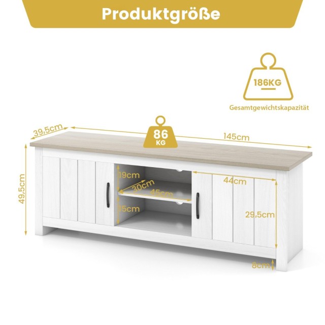 Costway Έπιπλο Τηλεόρασης με άφθονο αποθηκευτικό χώρο και μοντέρνο ...