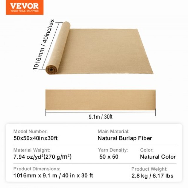 VEVOR  Ρολό Υφάσματος Λινάτσας 40x30 για Χειροτεχνίες & Φυτά CMBJ40INCHESQAPN0V0