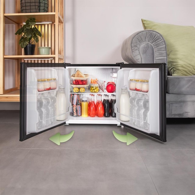 CECOTEC  Μίνι Ψυγείο GrandCooler 20000L SilentCompress Μαύρο, Ανοξείδωτο Ατσάλι, 46L, 48.7x48cm, Αναστρέψιμη Πόρτα, Ενεργειακή Κλάση E  CEC-03618
