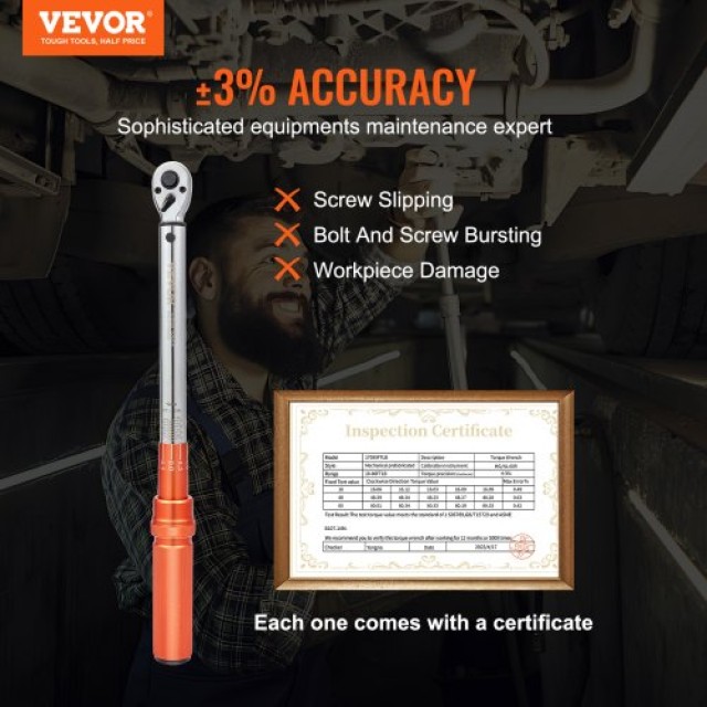 VEVOR  Ροπόκλειδο 3/8, 10-80ft.lb/14-110n.m, Διπλής Κατεύθυνσης, Σε...