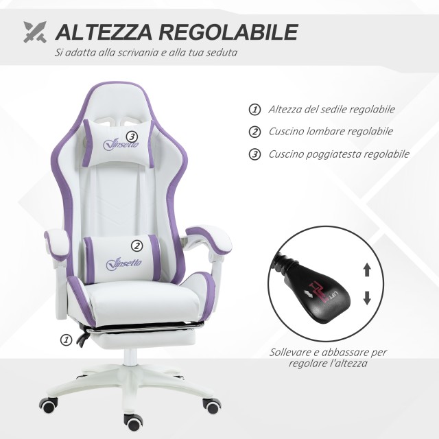 Vinsetto Ρυθμιζόμενη Καρέκλα Gaming με Κλίση Πλάτης, 65x65x121-129 ...