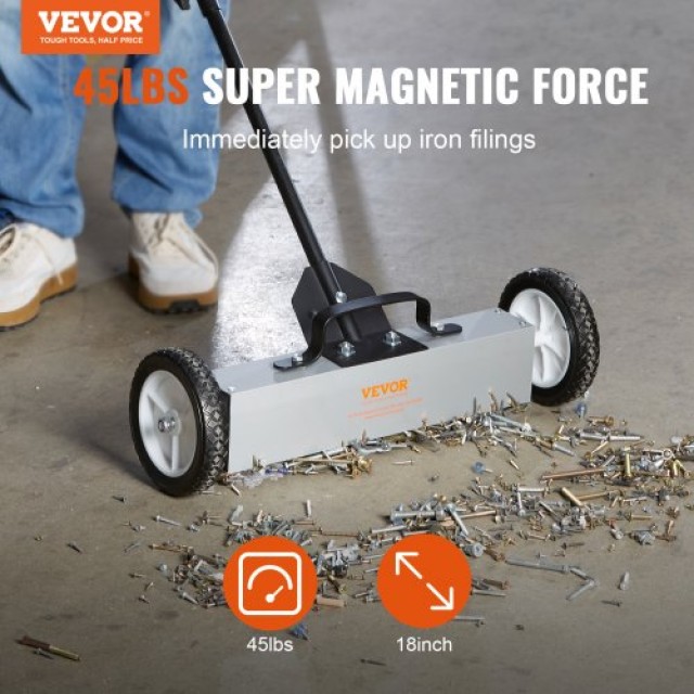VEVOR Μαγνητική Σκούπα 45Lbs με Ρόδες, 18 Τηλεσκοπική Λαβή για Εύκολο Καθάρισμα  TLSCXQSQT1845AO8ZV0