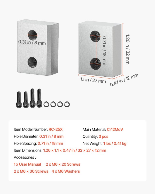 VEVOR Αντικαταστάσιμες Λεπίδες Κοπής από Ατσάλι Cr12MoV, Διαστάσεις...