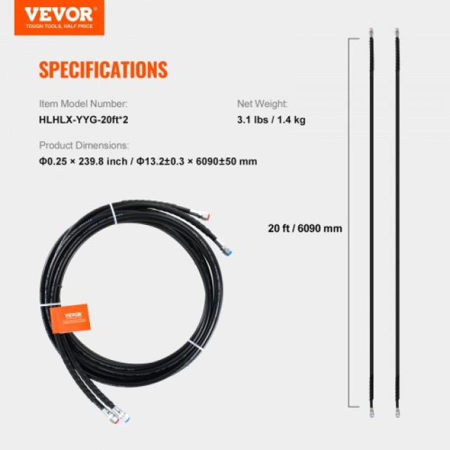 Σετ Σωλήνων VEVOR 20 ft για Υδραυλικό Τιμόνι Σκαφών έως 300 HP  YYRGPJ220YC0PY24VV0