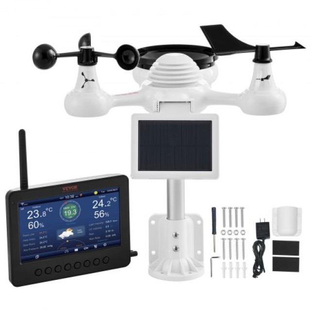 VEVOR 7-σε-1 Wi-Fi Μετεωρολογικός Σταθμός με Ασύρματο Αισθητήρα Εξωτερικού Χώρου  TYN70TFTWIFI71ZZTV2