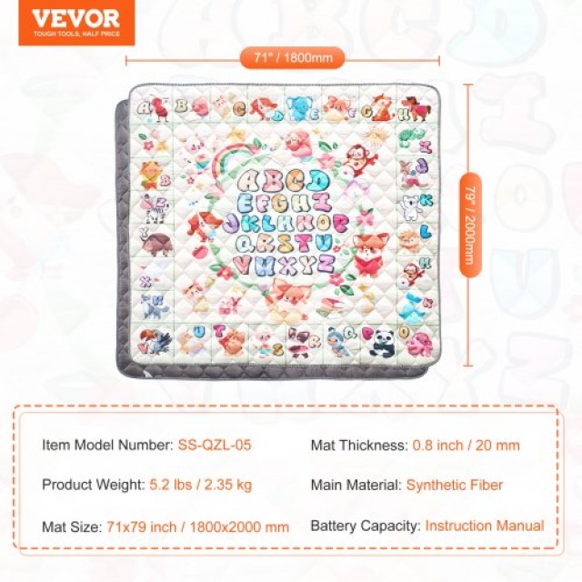 VEVOR  Πατάκι Παιχνιδιού 71x79 για Μωρά - Μαλακό & Παχύ BZPXDBZ08YC7NPEHKV0