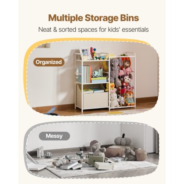 VEVOR Λευκός Οργανωτής Παιχνιδιών με Ράφια και Κουτί Αποθήκευσης ET...