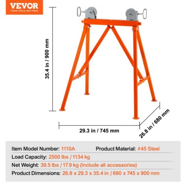 Βάση Σωλήνων VEVOR με Κύλινδρο 2500 LBS για Σωλήνες 2-36 ιντσών από Χάλυβα 45#  ZXGDZCZJ35YCQ3B2SV0
