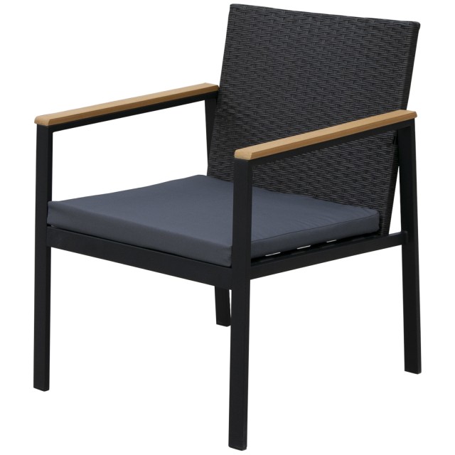 Outsunny Set 4 Pieces Garden Lounge σε PE Rattan με μπράτσα σε μαύρο ξύλο 860-092