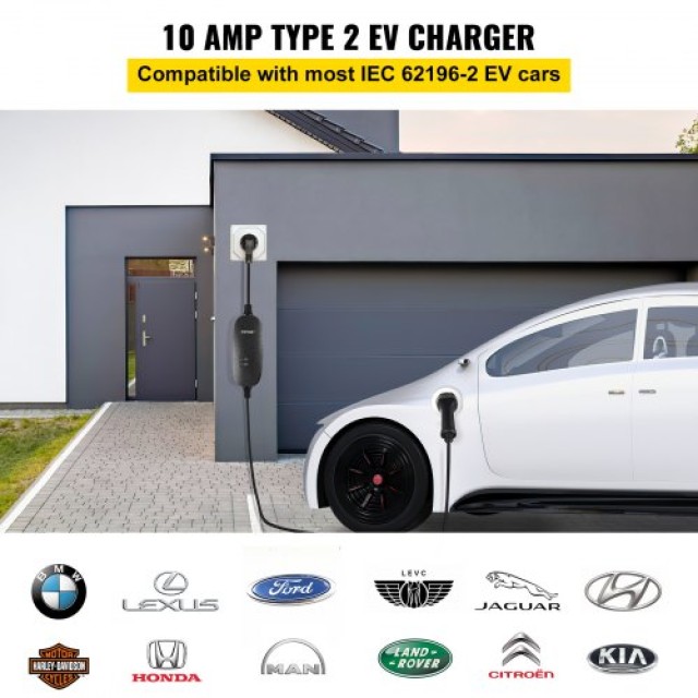 Φορητός Φορτιστής EV VEVOR, Τύπος 2, 10A, 6μ Καλώδιο, UK Πρίζα, IP66, 3kW, CE  LX223KW6M220VDQSQV2