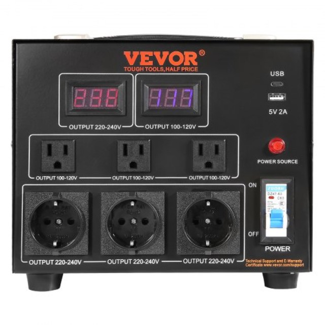 Μετασχηματιστής Τάσης VEVOR 5000W, Βαρέως Τύπου, CE Πιστοποιημένος ...