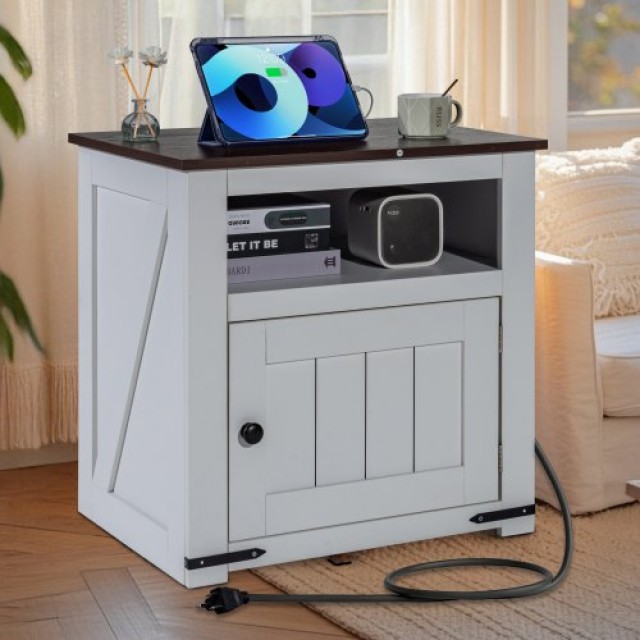 VEVOR  Λευκός Τετράγωνος Τραπεζάκι με USB & Πρίζες  BSBZ1JTBKFFXEHR05V2