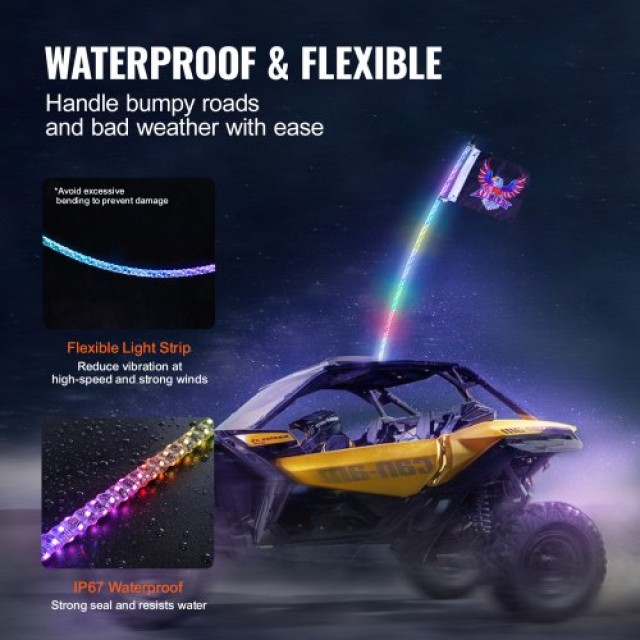 VEVOR LED Σπιράλ Φως 3FT RGB για ATV/UTV με Τηλεχειριστήριο & Εφαρμογή  CRKJPPTDZ3YC8TTWVV9