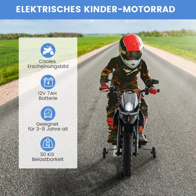 Costway  Ηλεκτρική Παιδική Μοτοσικλέτα Aprilia με Βοηθητικές Ρόδες, Μουσική & Φώτα 12V Μπλε 110 x 52 x 70 εκ. TQ10143DE-NY