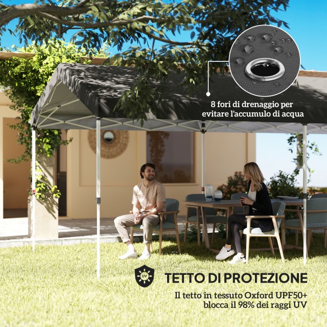 Outsunny Αναδιπλούμενη Πέργκολα Pop Up 6x3 m, UPF50+ με Ρυθμιζόμενο Ύψος και Τσάντα Μεταφοράς, Σκούρο Γκρι 84C-660V00CG