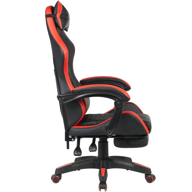 BAKAJI Κόκκινη Καρέκλα Gaming Γραφείου με Υποπόδιο Εργονομική και Ρ...