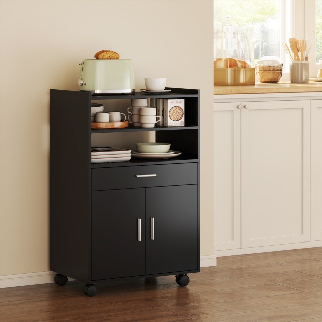 HOMCOM Βάση για Φούρνο Μικροκυμάτων Ξύλινη με Συρτάρι, Ντουλάπι με ...