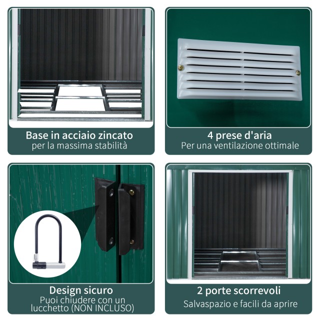 Υπόστεγο κήπου Outsunny με 2 συρόμενες πόρτες και 4 αεραγωγούς από ...