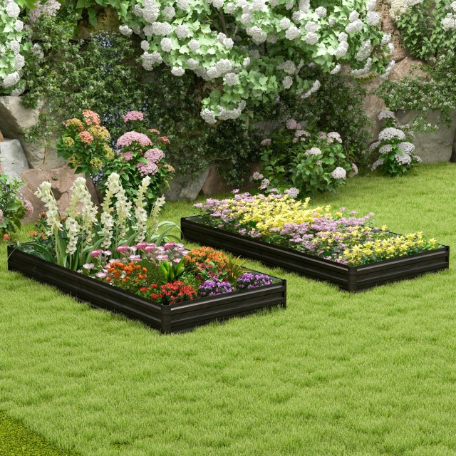 Costway Μεταλλικό Υπερυψωμένο Κήπος 240 x 120 x 30 εκ. για Εξωτερικούς Χώρους NP11328CF