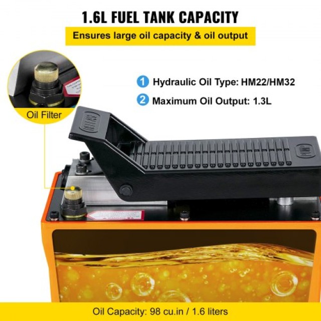 VEVOR Υδραυλική Αντλία 10000 PSI με Ποδόπληκτρο και Σωλήνα  QDJTYYB...