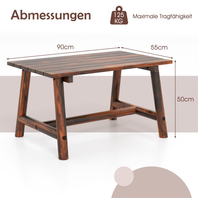 Costway Ρεκταγωνικός Καφέ Τραπέζι Μπαλκονιού από Μασίφ Ξύλο με Λατέ...