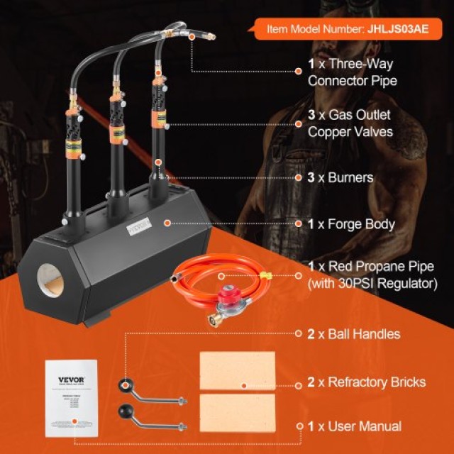 VEVOR  Φορητός Φούρνος Προπανίου 3 Καυστήρων 2600°C Μαχαιροποιίας  LBXDZL3GSYFGE1XYTV0
