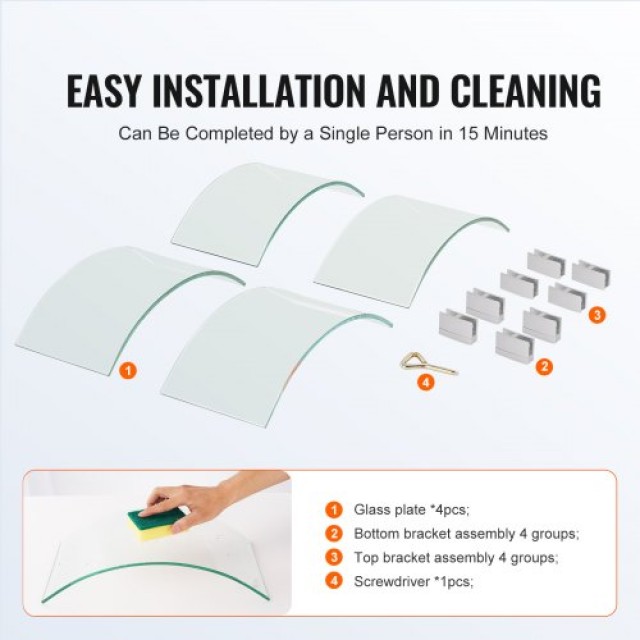 Προστατευτικό Ανέμου για Τζάκι VEVOR 26x26x6 In από Σκληρυμένο Γυαλ...