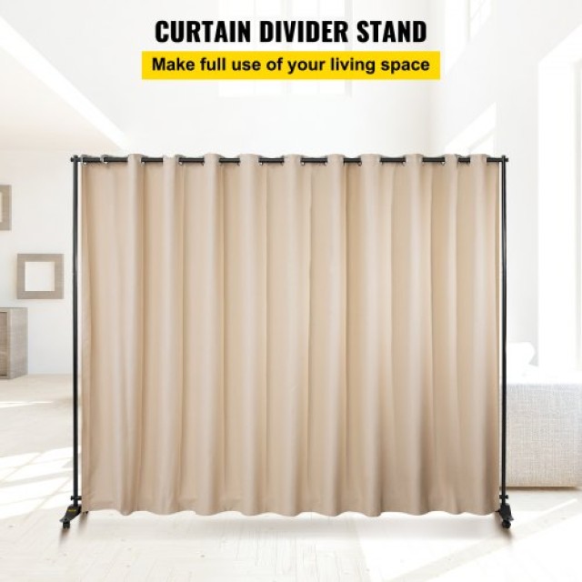 Διαχωριστικό Κουρτίνας VEVOR 8x10 ft με Ρόδες, Αλουμινένιο Πλαίσιο, Μαύρη Κουρτίνα & Τσάντα, Μπεζ  PFWMSBDDWCNCPA6MVV0