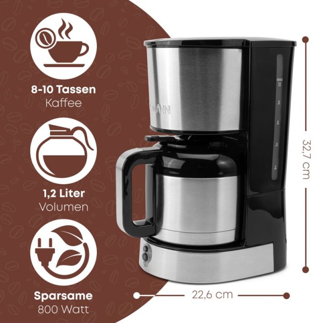Καφετιέρα Φίλτρου Thermos 1,2L 800W Inox KA6066CB Bomann