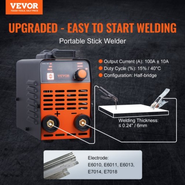 VEVOR  Ηλεκτροκόλληση ARC 220V 100A Stick/Lift TIG 2-σε-1 με Hot Start BHJBHSH140A06Y358V2