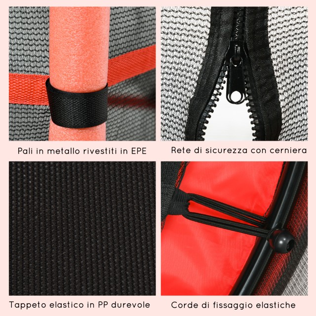 HOMCOM  Τραμπολίνο για Παιδιά Ø1.6x1.9 m με Δίχτυ Ασφαλείας και Επε...