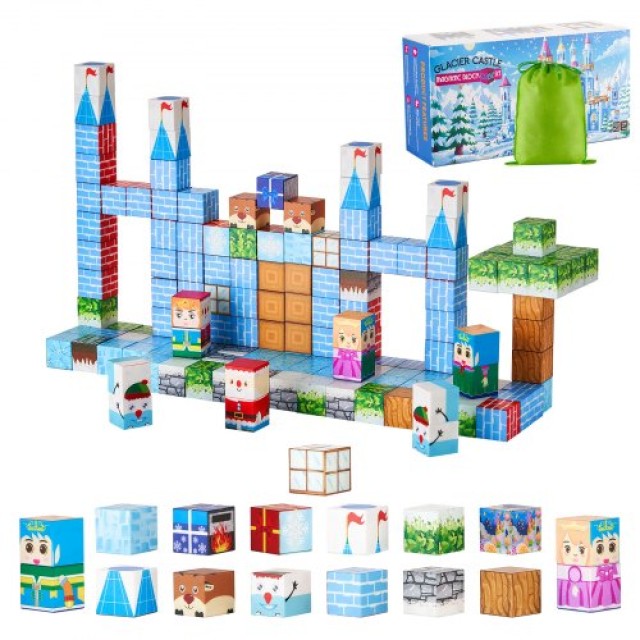 VEVOR Μαγνητικά Τουβλάκια 150 PCS Σετ Κάστρου Glacier STEM Μοντεσσό...