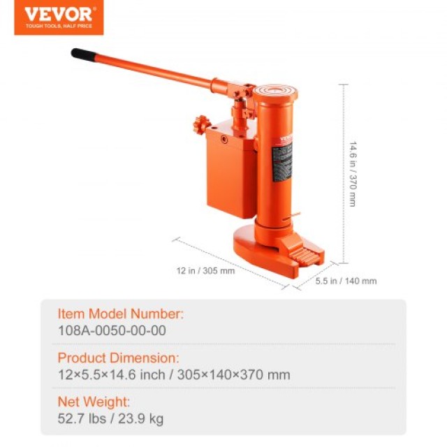 Υδραυλικός Γρύλος VEVOR 5T Toe / 10T Top 360° Περιστρεφόμενος  JZQJDWQKXZ5TIPAH8V0