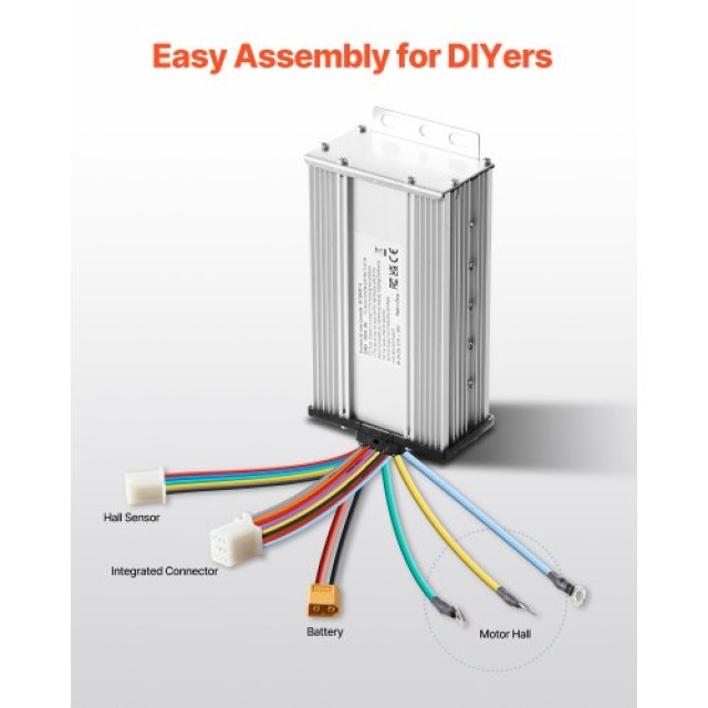 VEVOR Σετ Ηλεκτρικού Κινητήρα Χωρίς Ψήκτρες 1800W 48V 4500rpm με Αναβαθμισμένο Ελεγκτή ZLWSDJTJ1800AD2N1V9