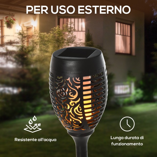Outsunny  Σετ 4 Εξωτερικά Φωτιστικά LED με Ηλιακή Ενέργεια με 4 Πασάλους, από Πλαστικό, Ø12x72 εκ., Μαύρο  844-261