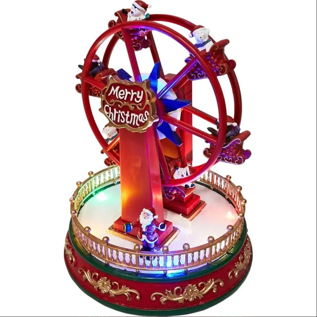 BAKAJI Χριστουγεννιάτικο Καρουζέλ Ρόδα Λούνα Παρκ Διακοσμητικό με Μ...