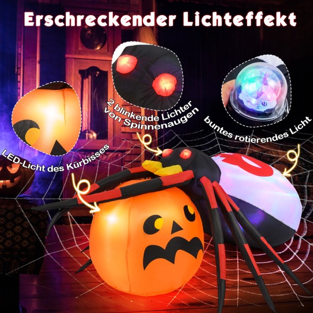 Costway  Φουσκωτή Αράχνη σε Κολοκύθα με LED Φώτα για το Halloween CM24948DE
