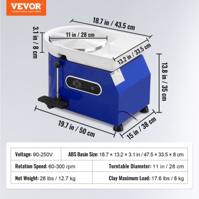 Κεραμικός Τροχός VEVOR 11 με Πεντάλ 450W & Εργαλεία  XSLPJSDJTLS454MNTV2